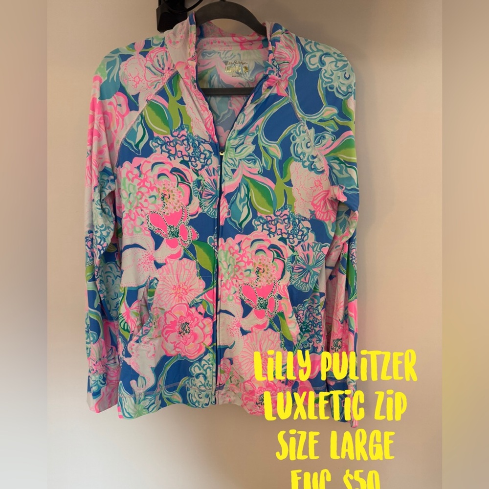 Lilly Pulitzer Luxletic Floral Jacket in Pink and Blue